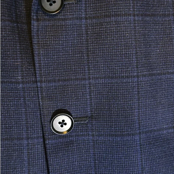 New Isaia Sport Coat - Navy Windowpane Pattern - Picture 3 of 4